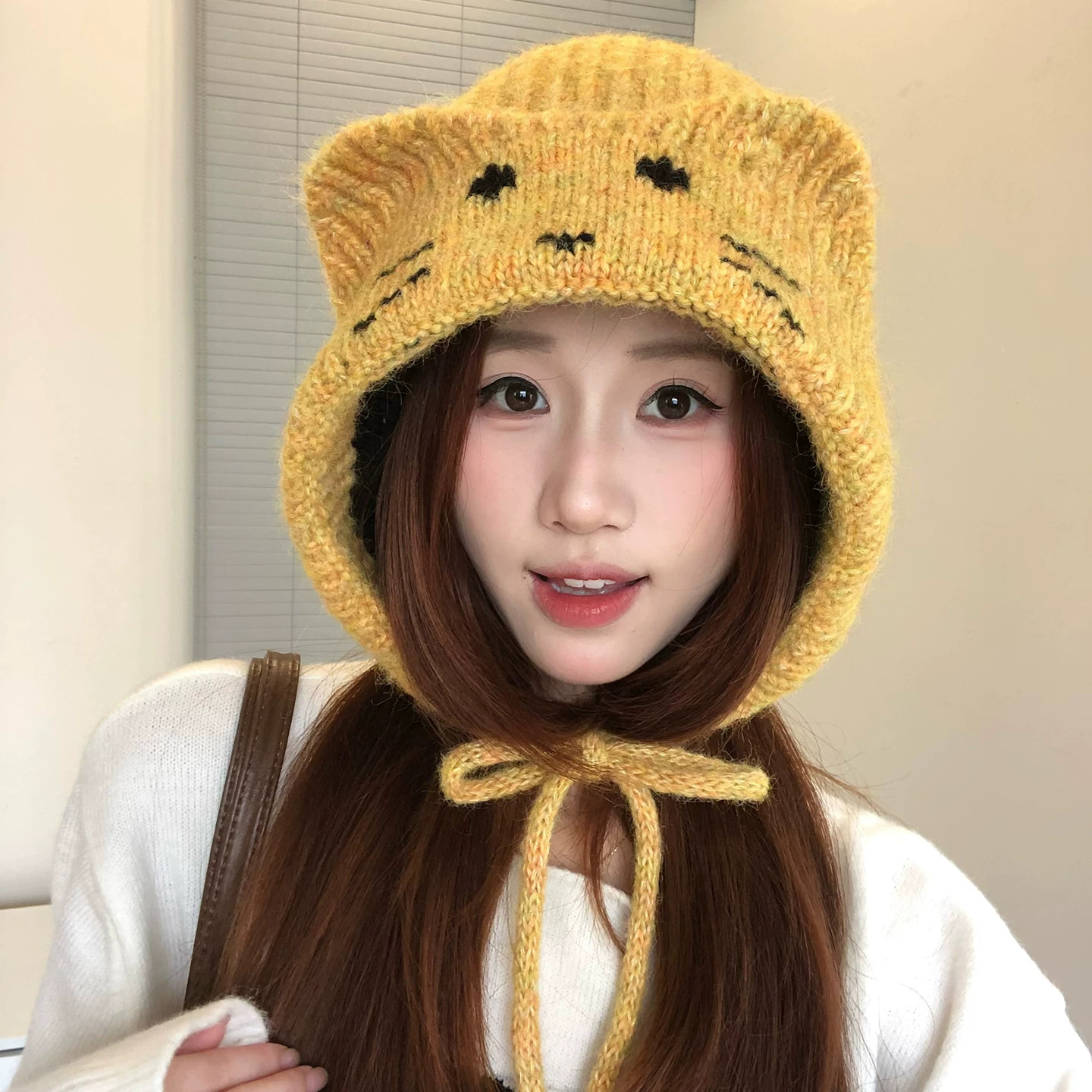 韩系猫耳针织护耳帽子女秋冬保暖