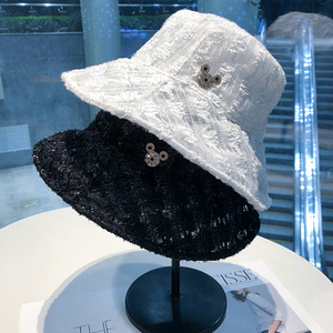 夏季薄款渔夫帽女日系可爱小熊蕾丝太阳帽子女夏韩版潮防晒遮阳帽