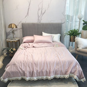 现货轻奢富家小姐姐FEEL 高端80支蕾丝天丝夏凉被四件套裸睡丝滑