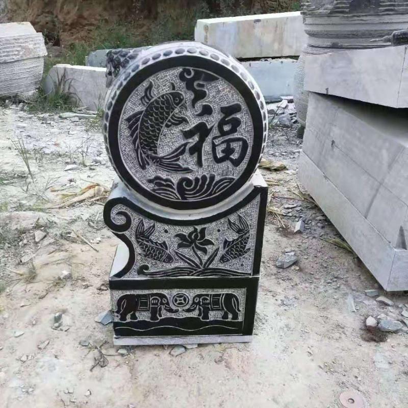 门墩 石雕抱鼓石仿古青石做旧石狮子麒麟门档门口庭院天然石材