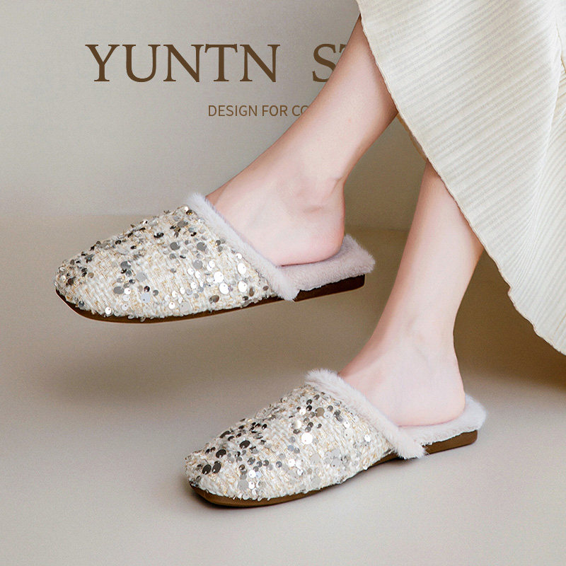 法式优雅秋冬季新品亮片棉拖鞋女毛绒加绒保暖居家牛筋底厚底家用,居家布艺,居家棉拖/棉鞋,淘宝优惠券,粉丝福利购,淘宝优惠卷