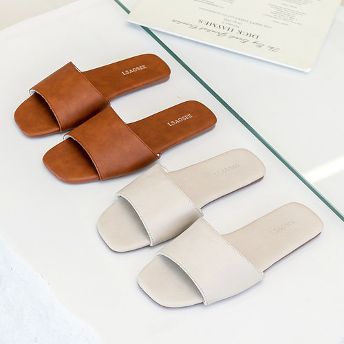 高级感凉拖鞋皮面情侣