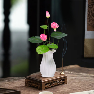 仿真荷花供佛莲花供花佛前花佛堂佛台摆件假花仿真花绢花中式装饰