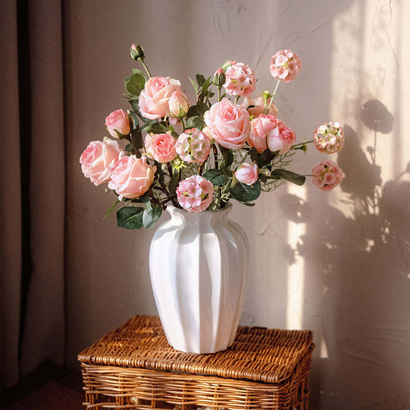 轻奢高端玫瑰仿真花假花摆设客厅餐桌装饰花束仿生干花瓶插花摆件,家居饰品,仿真花/假花,淘宝优惠券,粉丝福利购,淘宝优惠卷