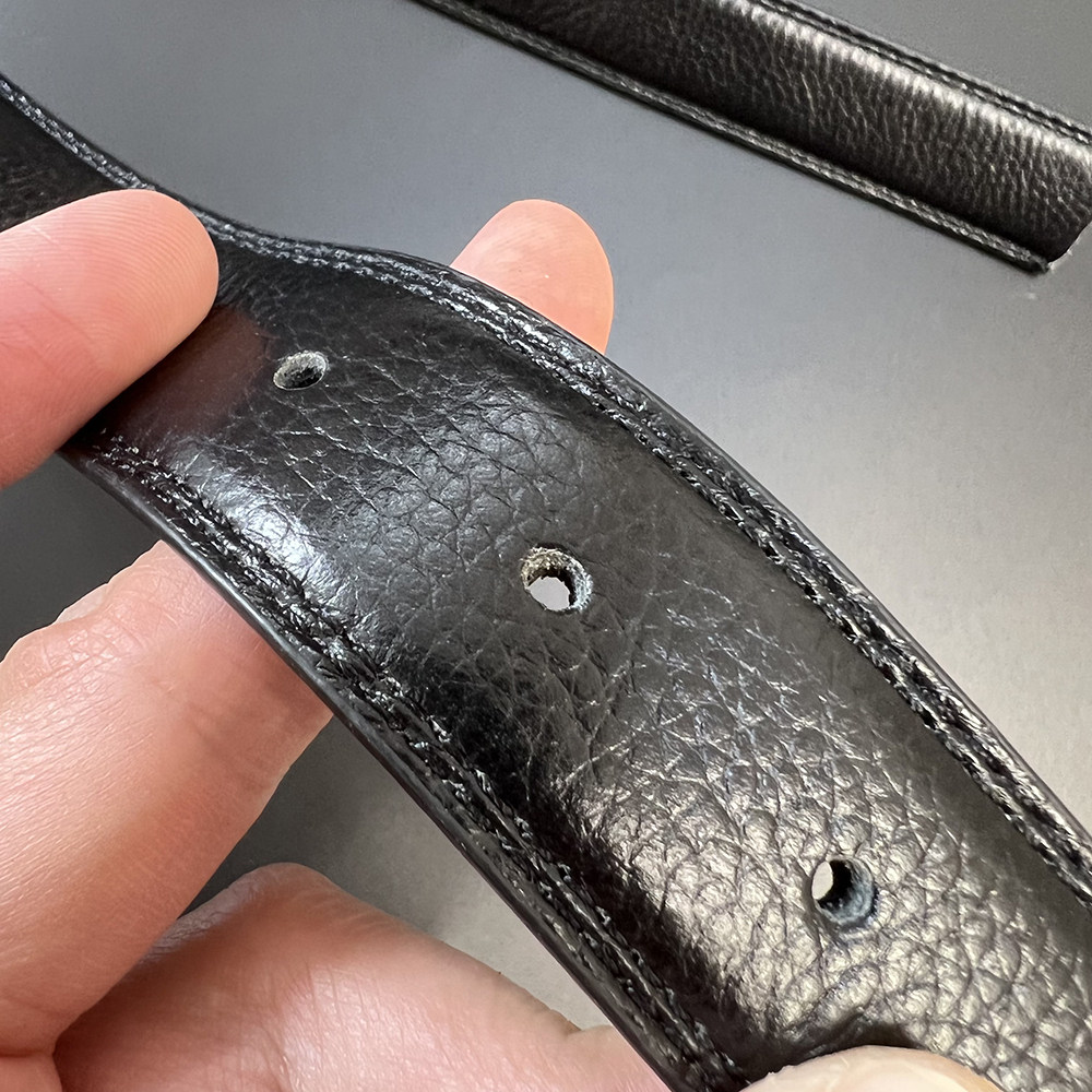 男士荔枝纹无头圆孔真纯牛皮腰带