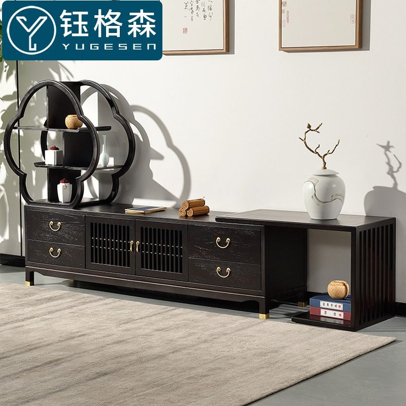 钰格森新中式电视柜实木客厅整装家具现代简约伸缩视听柜组合地柜在类目 住宅家具, 柜类, 电视柜中 - 来自Buy2taobao.com提供专业的淘宝代购服务