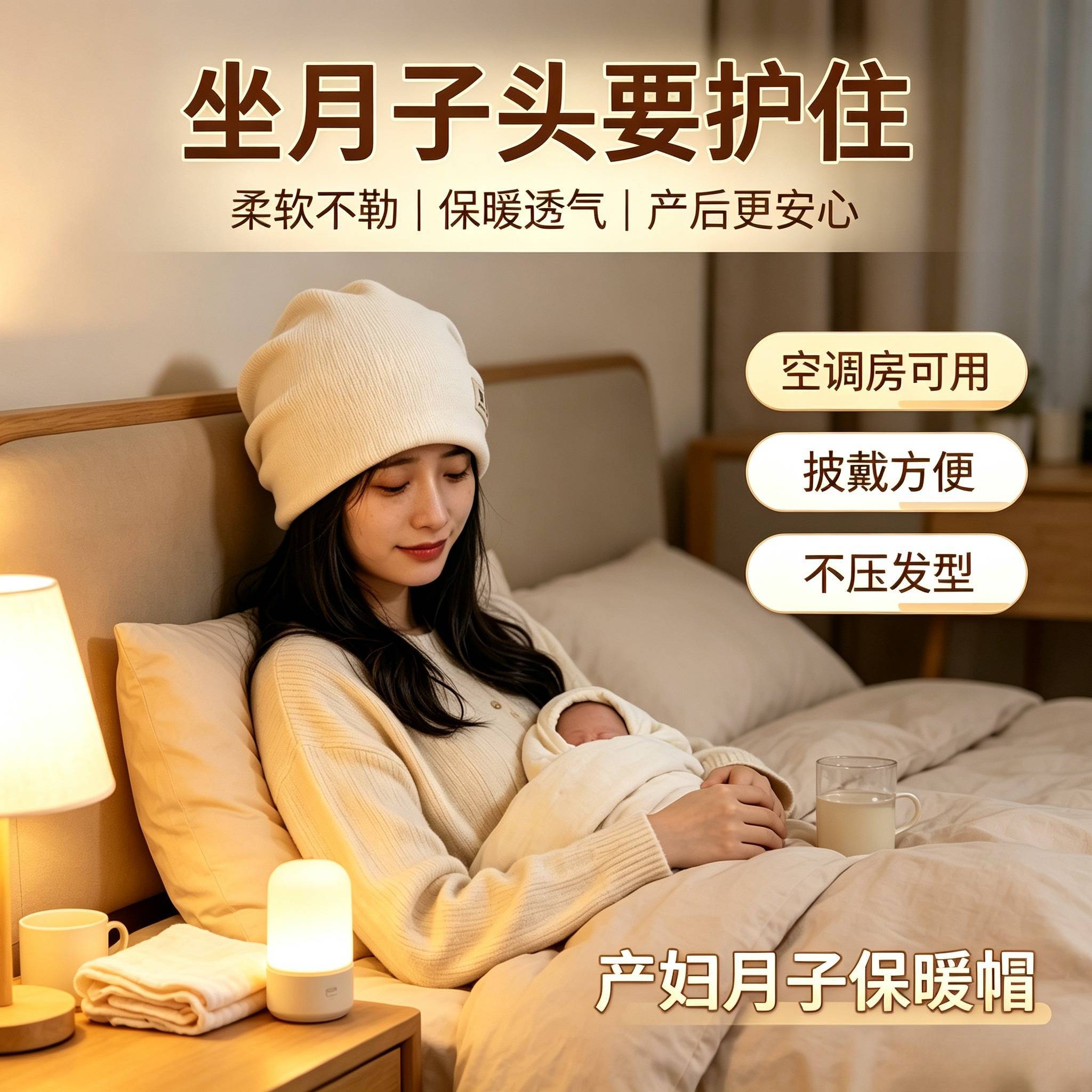 产妇月子帽春秋孕妇产后薄款纯棉女孕妈睡觉可戴坐月子防风帽子26