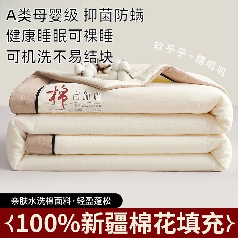 超薄夏凉被纯棉花被空调被100全棉被芯新疆一级长绒棉薄被可机洗