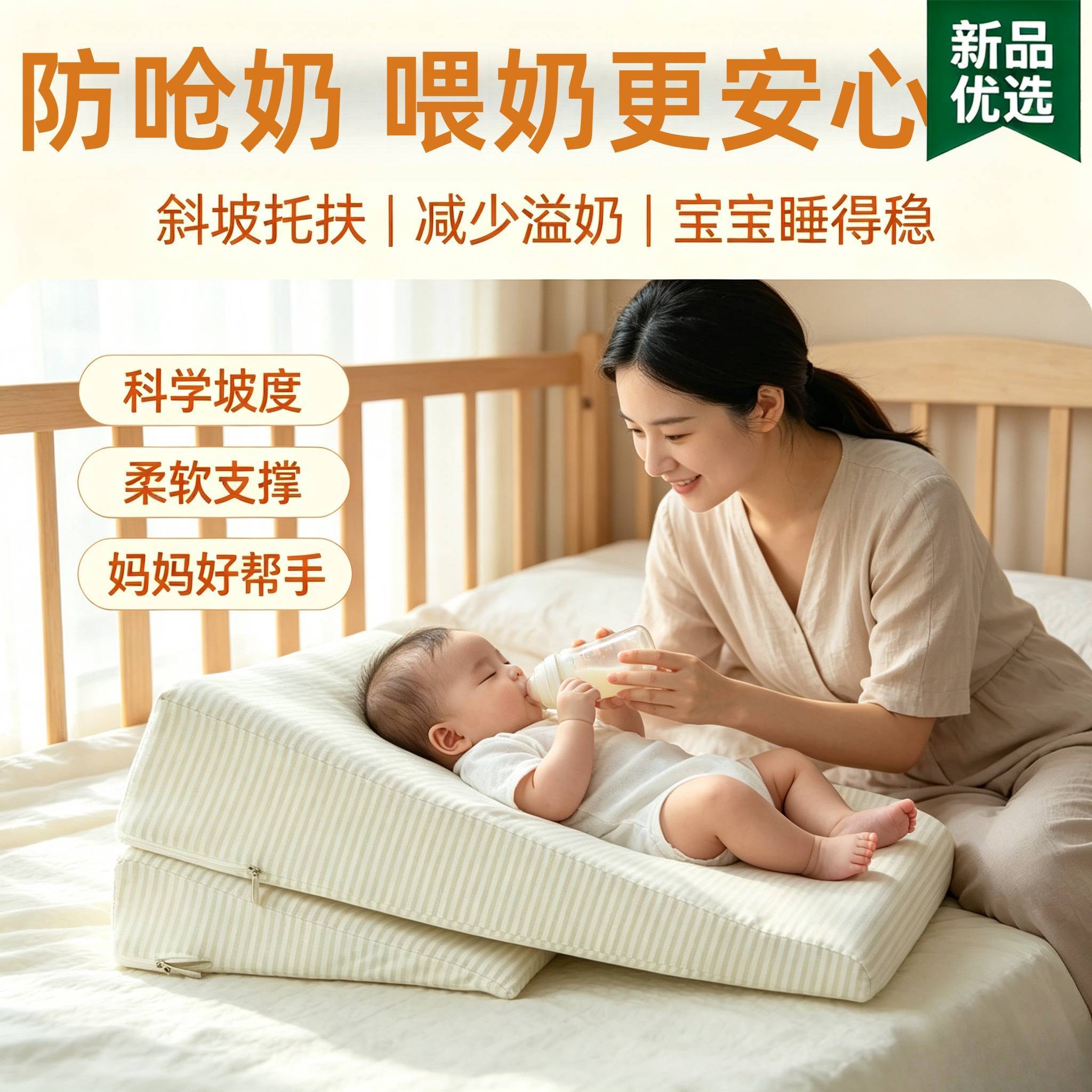 新生儿防溢奶呛奶斜坡枕宝宝哺乳妈妈躺喂神器孕妇枕备孕枕