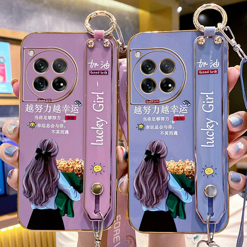 一加12手机壳捧花女孩腕带