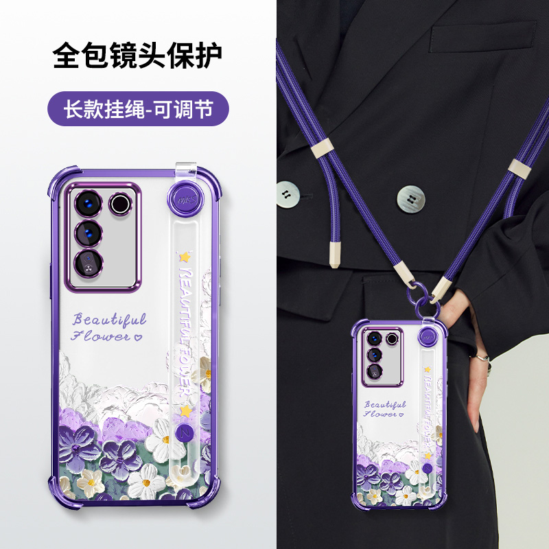 适用vivos16手机壳vivo保护S16e硅胶套s16pro镜头膜全包气囊防摔透明软vovis新款vos腕带斜挎挂绳por女步步高