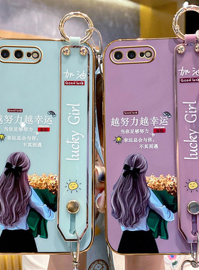 适用苹果7plus手机壳腕带苹果6Splus直边6S硅胶保护套iphone8PLUS捧花女孩新6SP全包防摔软壳6Sins风斜挎挂绳