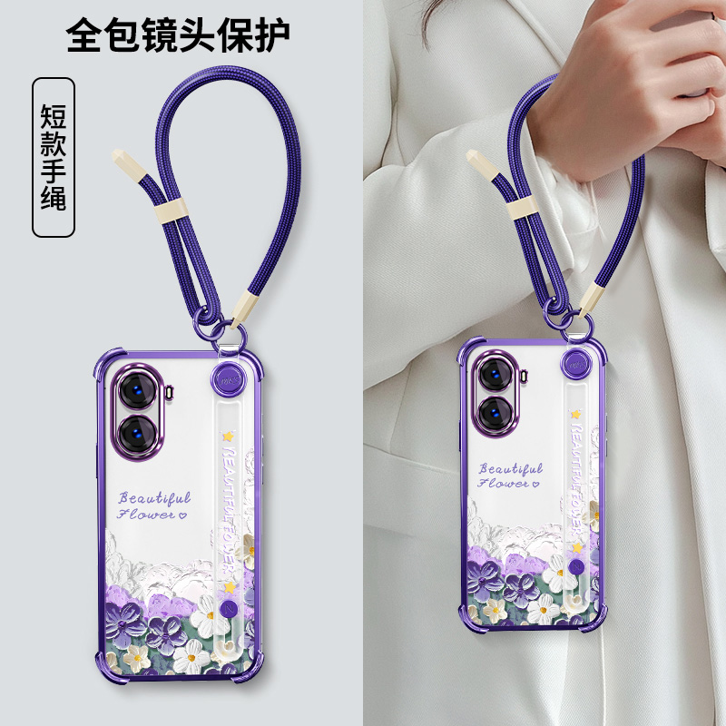 适用红米turbo4手机壳redmiturbo4pro腕带保护硅胶套镜头膜全包防摔软壳小米turbo4斜挎挂绳redmi女新款油画