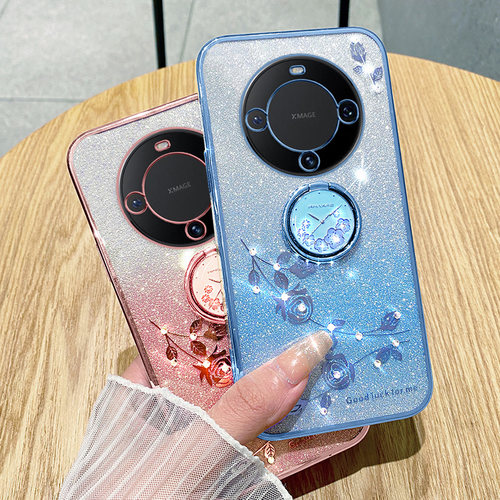 mate60手机壳闪粉玫瑰+支架