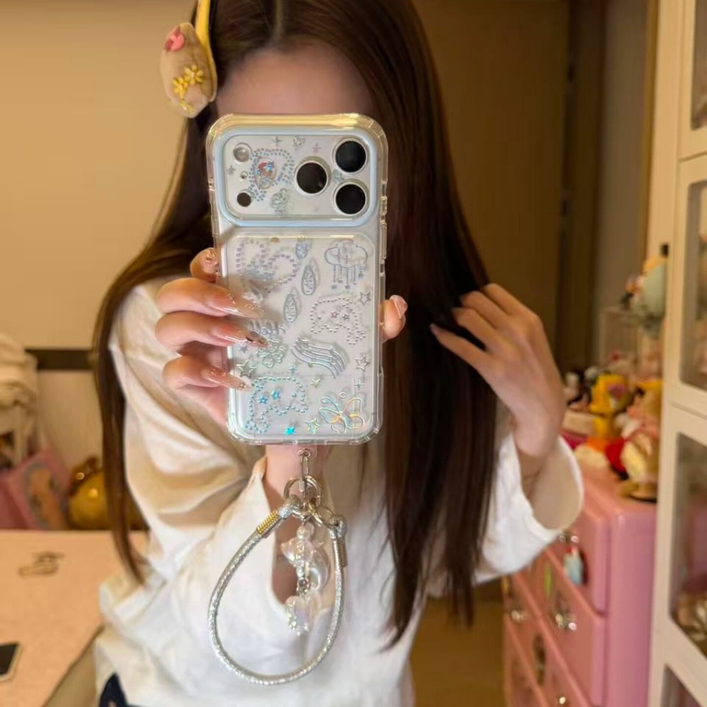 【精选优品】ins韩系镭射爱心云朵适用于iPhone17promax手机壳苹果16pro女款15