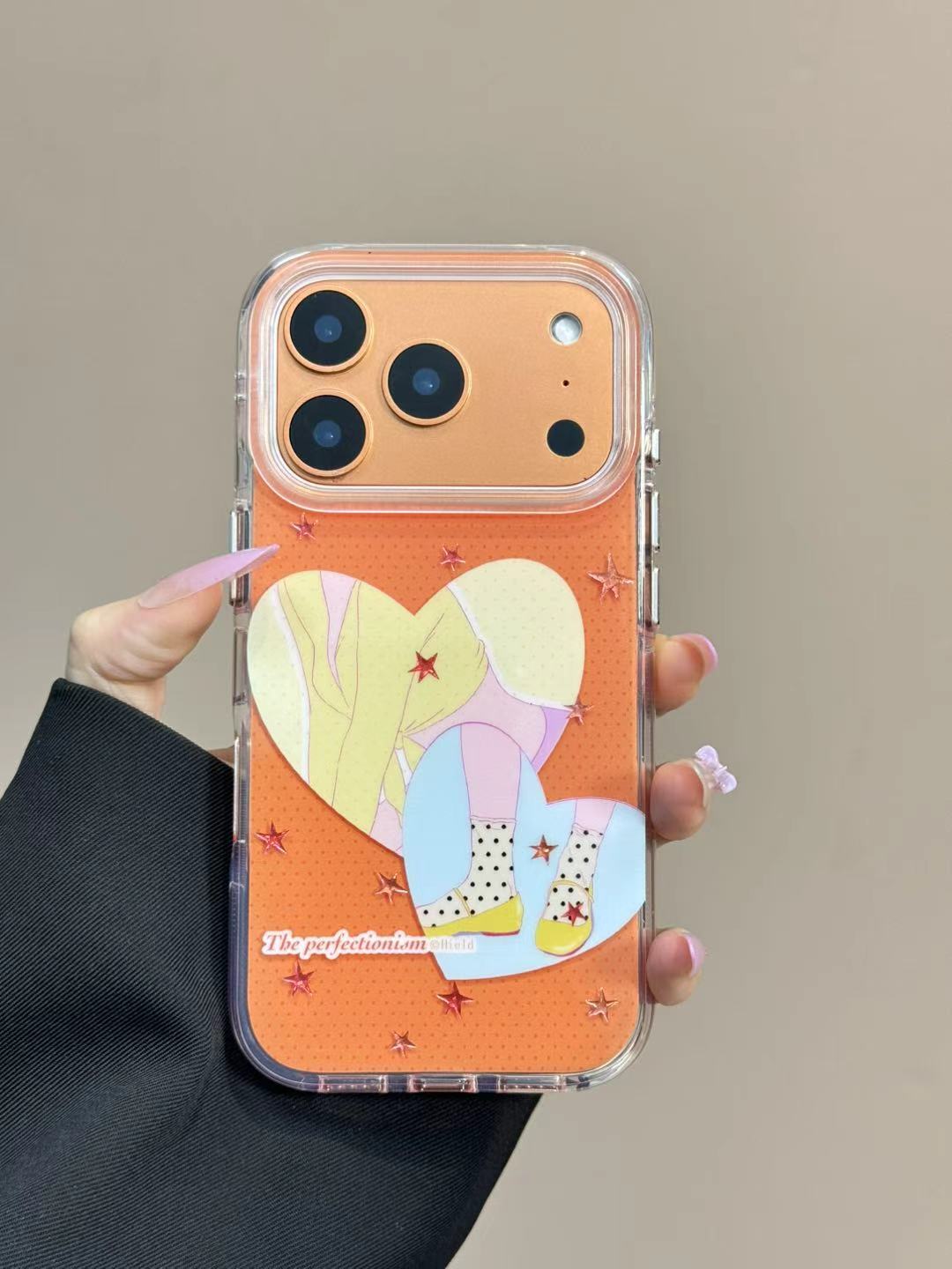 橙底波点爱心鞋子插画苹果17promax手机壳iPhone16新款15防摔14 · iPhone 17 橙底波点爱心鞋子