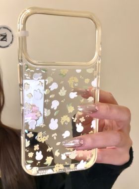 唯美ins透底满屏黄色碎花米菲兔适用ihone17promax苹果16pr手机壳 · 苹果13