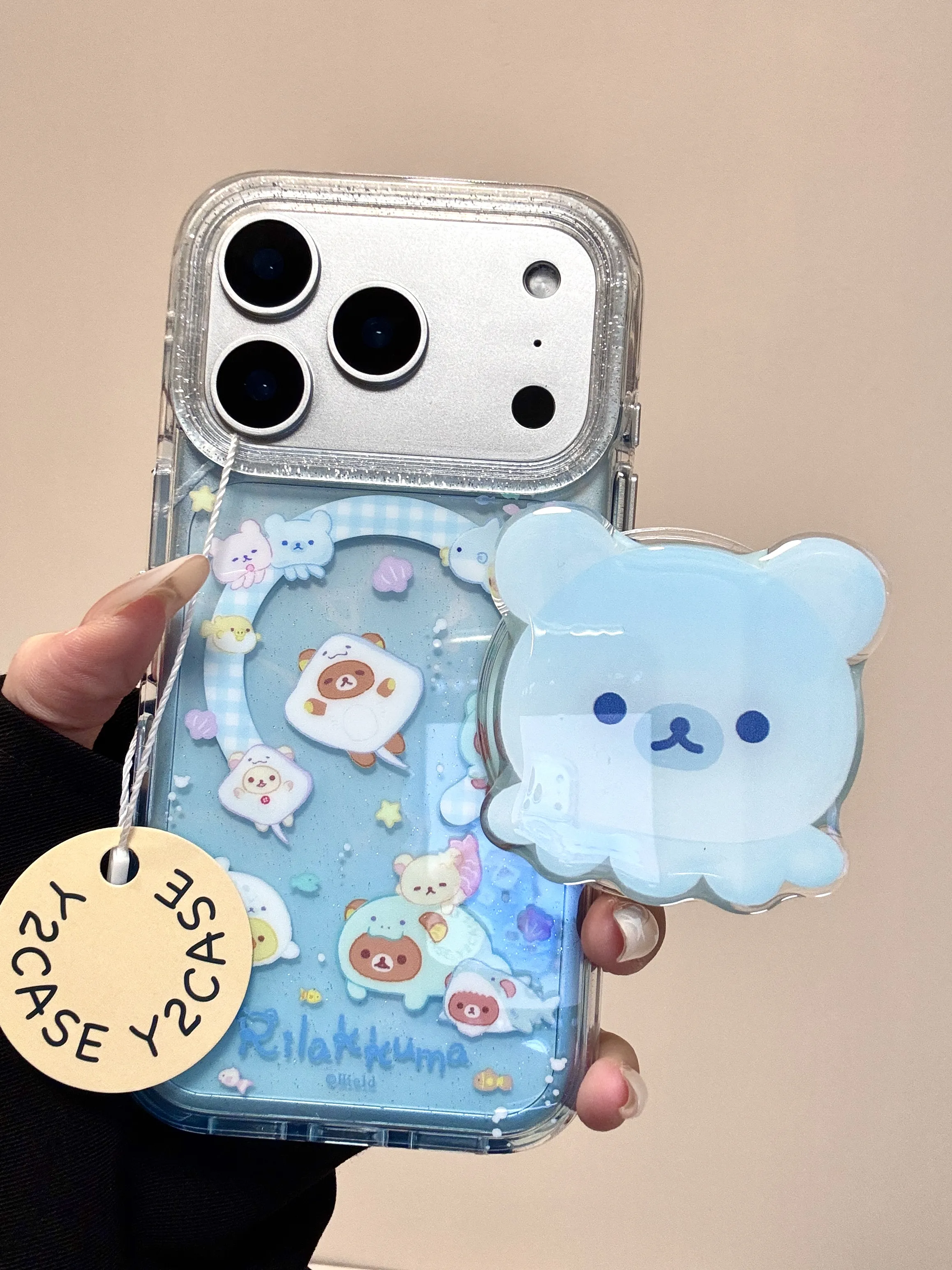 17ProMax•磁吸壳•卡通可爱轻松熊水母头IMD双层手机壳适用iPhone