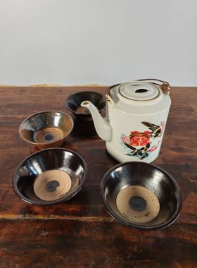 怀旧红色文化收藏影视道具茶壶茶碗店小二提梁壶老式农家茶壶
