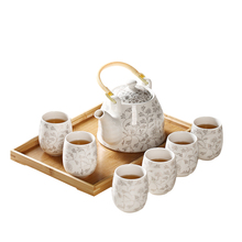 送竹托景德镇陶瓷茶具套装6茶杯子1