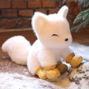 波波娃波波娃狐狸公仔毛绒玩具可爱白狐玩偶布娃娃安抚抱枕摆件