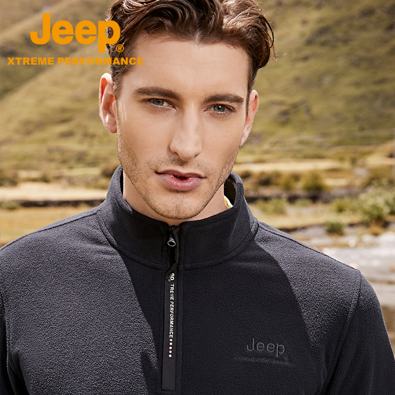 jeep抓绒衣男卫衣摇粒绒保暖