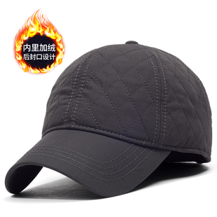 帽子男冬季 休闲鸭舌帽中老年加绒加厚棒球帽老人冬天防寒保暖棉帽