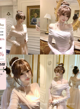SISI JIANG“少女芭蕾”芭蕾风珍珠蝴蝶结锁骨项链叠戴