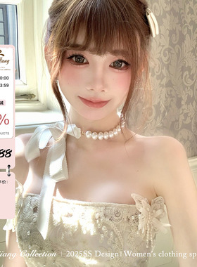 SISI JIANG“缎带珍珠”定制蝴蝶结珍珠项链