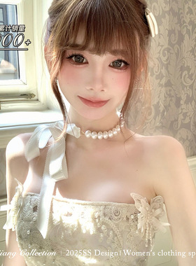 SISI JIANG“缎带珍珠”定制蝴蝶结珍珠项链