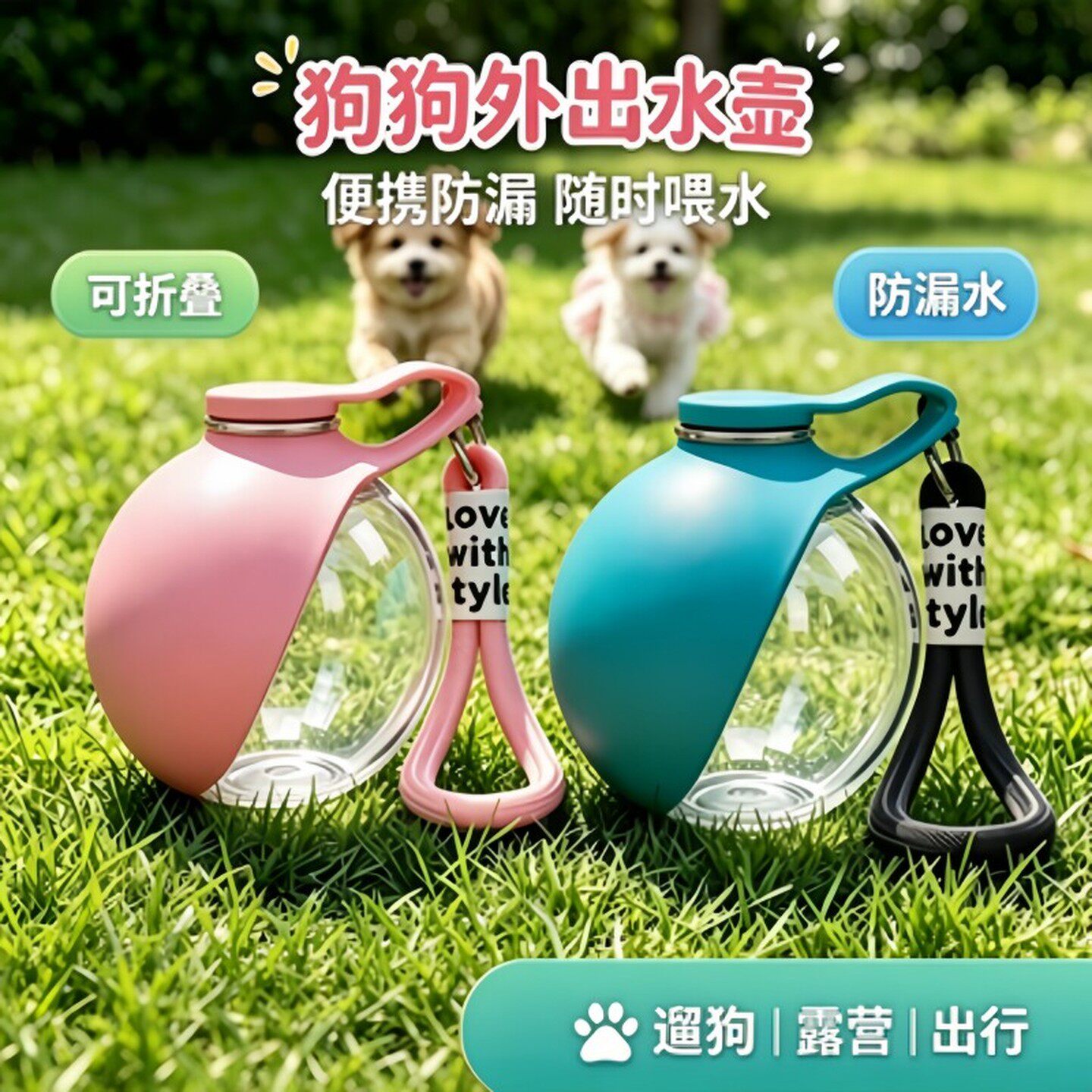 狗狗外出水壶便携折叠防漏硅胶遛狗露营随行宠物猫饮水神器大容量