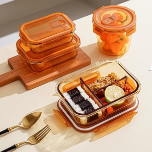 高硼硅玻璃饭盒可微波炉加热上班族便当餐盒水果保鲜专用碗带盖碗