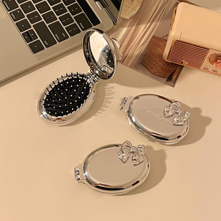 随身梳子镜子二合一可爱折叠女便携小随身气囊气垫梳按摩梳高级感