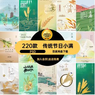 220款小满节气海报PSD24模板中国宣传海报二十四活动推广传统节日
