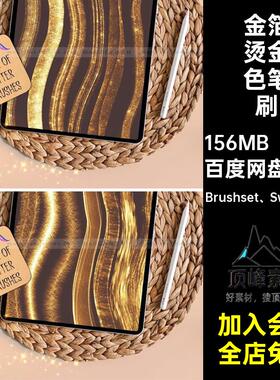 46款闪粉闪光亮片笔刷厚金箔烫金鎏Brushset Swatchesipad金色