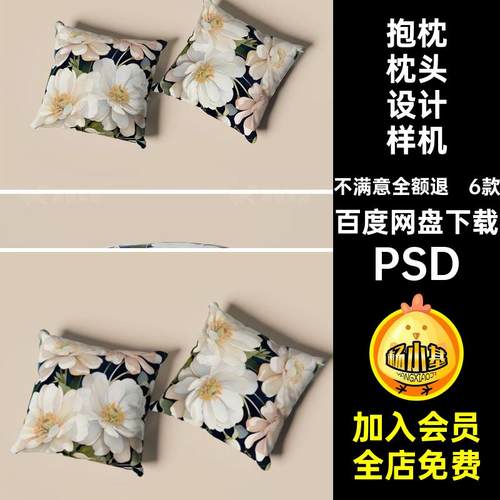 抱枕枕头设计样机印花方形逼真图案模板素材时尚PS6款创文效果图