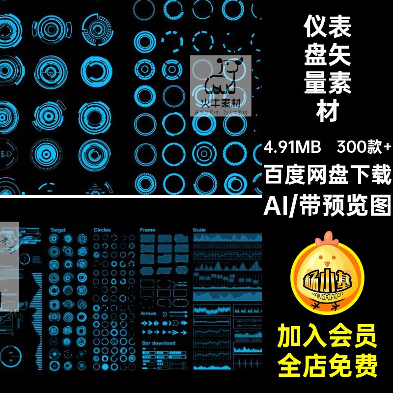 科幻赛博朋克仪表盘AI矢量抽象几何元素图标logo图形AI矢量素材