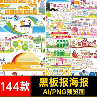 教育宣传幼儿园学习园地学校园文化墙板报AI矢量图设计素材模板