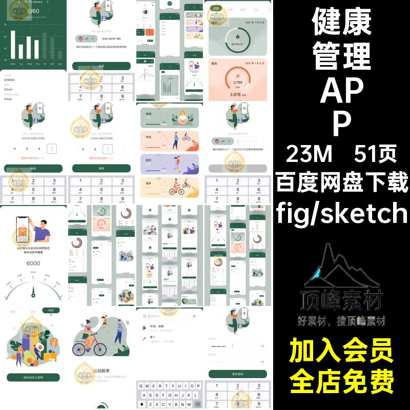 健康管理跑步健身运动饮食app小程序界面UI设计figsketch源文件