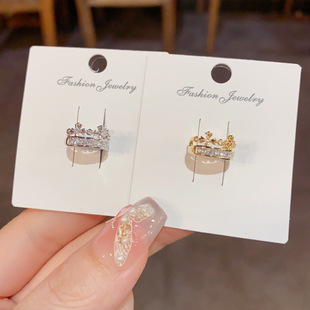 双层锆石十字架耳夹欧美外贸中性风气质时尚百搭耳骨夹无耳洞