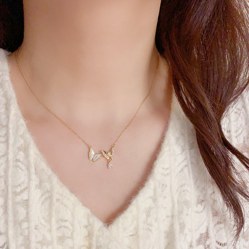 韩版气质轻奢贝母蝴蝶项链女网红简约潮流吊坠超仙个性时尚锁骨链