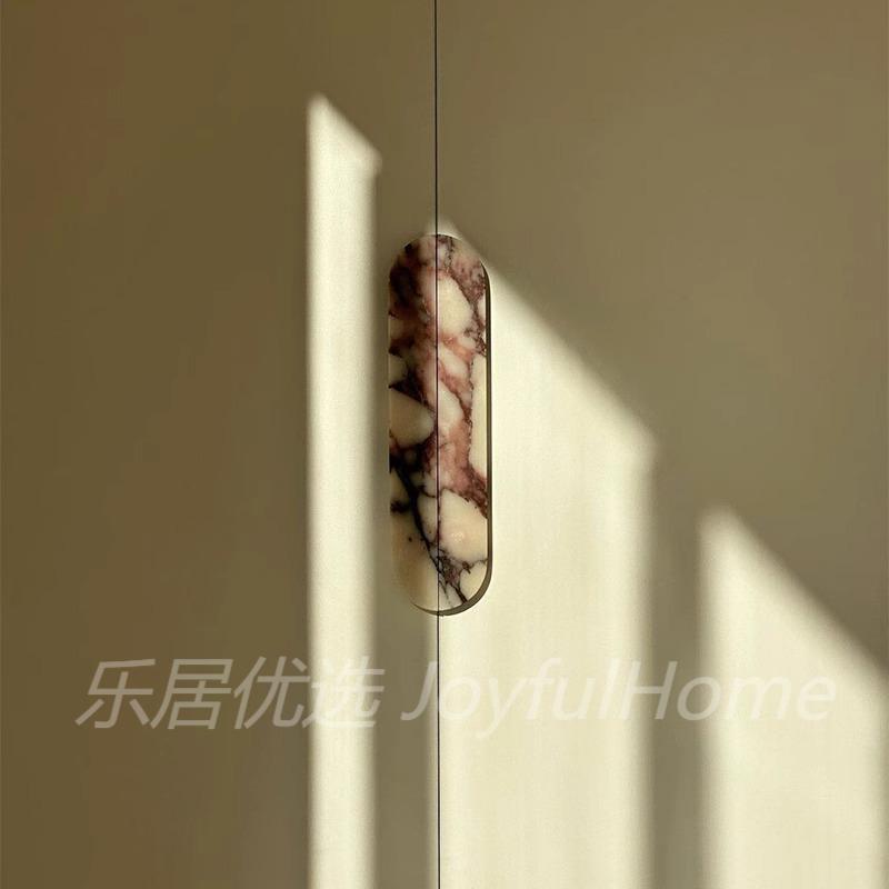 侘寂风天然大理石高档柜门拉手简约风别墅样板间大户型装饰门把手