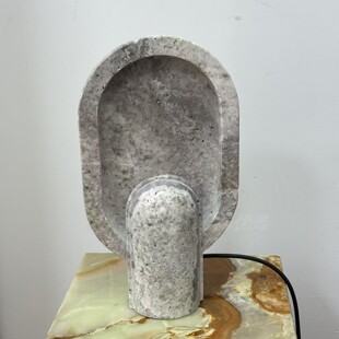 饰氛围灯天然洞石台灯客厅卧室书房大理石台灯摆件 侘寂风样板间装