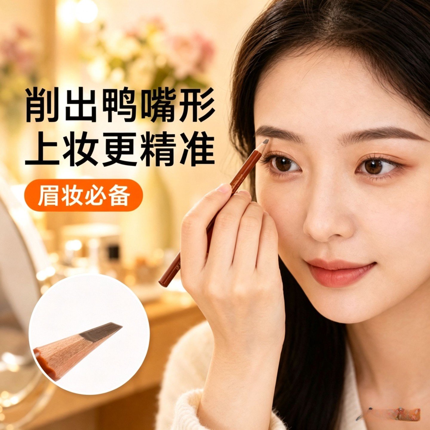 亨丝木质眉笔削笔器砍刀鸭嘴状