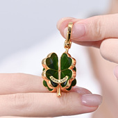 小清新氛围感珐琅彩釉立体绿色四叶草吊坠幸运草毛衣项链精致挂饰