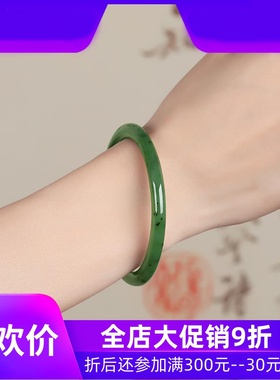 和田玉碧玉手镯叮当镯少女细圆条玉镯子猕猴桃细款手镯圆镯dcl