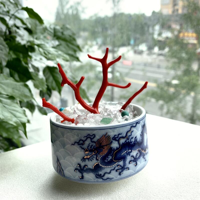 天然原枝料珊瑚树摆件82x69mm原色阿卡沙丁牛血红深海红科西嘉颂