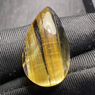 天然水晶金发晶巴西板钛晶猫眼水滴吊坠项链3.8克原矿顺发邮