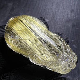 天然水晶金发晶巴西板钛晶猫眼貔貅吊坠项链40.6克原矿顺发邮