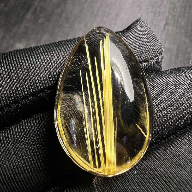 天然水晶金发晶巴西板钛晶猫眼水滴形裸石吊坠项链9克原矿顺发邮